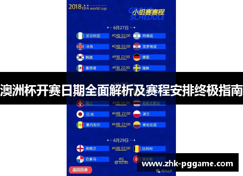 澳洲杯开赛日期全面解析及赛程安排终极指南