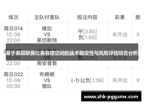 基于英超联赛比赛容错空间的战术稳定性与风险评估综合分析 基于英超联赛比赛容错空间的战术稳定性与风险评估综合分析